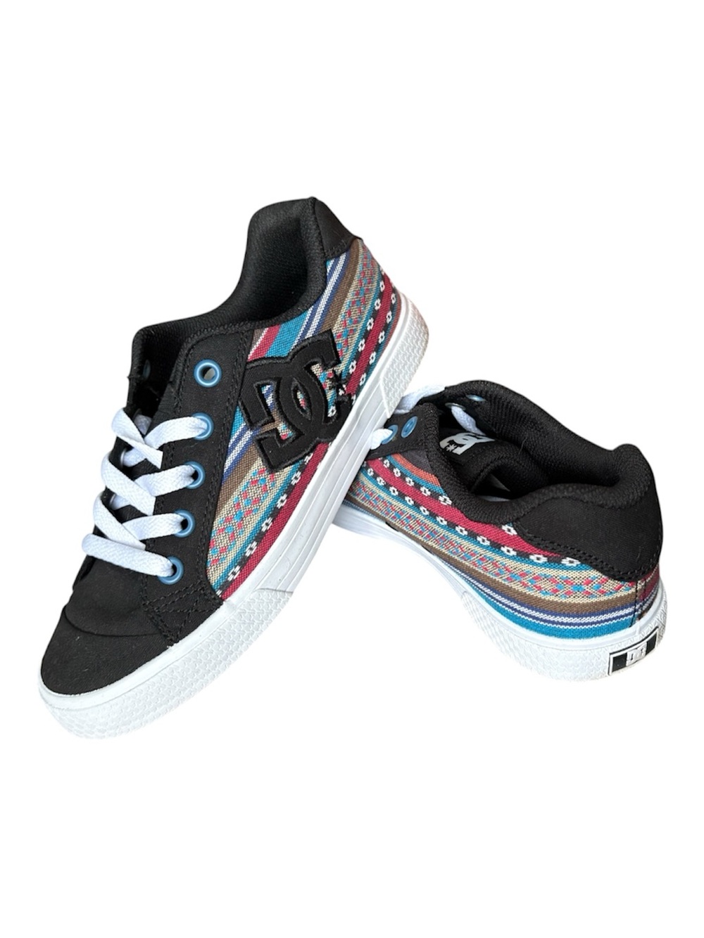 DC Black Sneakers with Multicolor Aztec Stripe